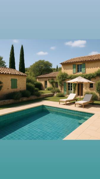 Réalisation DML Constructions : Piscine carrelée au design épuré avec margelles en pierre naturelle à Ventabren et alentours